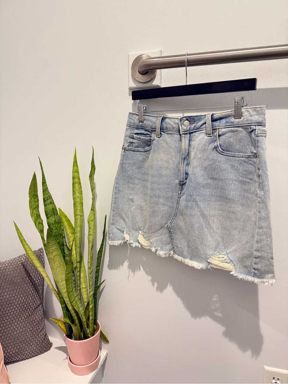 Wild Fable Light Wash Distressed Denim Mini Skirt